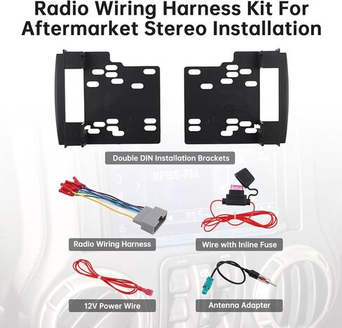 Double DIN Radio Installation Dash Kit with Radio Wire Harness for 2007-2016 Jeep Dodge Chrysler, Radio Dash Stereo Mounting Installation Trim Bezel Bracket Wire Kits in Kuwait