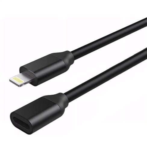 for iPhone Charger Extension Cable,6FT Lightning Extender Dock Cable Compatible with iPhone 14 Pro 13 Pro Max 12 11 X XR 8 7 6 Male to Female Cable Extension Adapter Cord Pass Video,Data,Audio Black in Kuwait