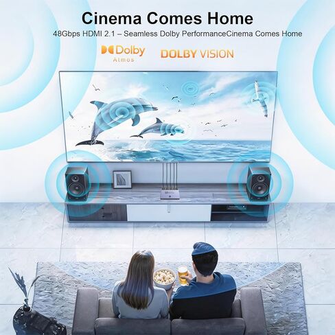 HDMI 2.1 Switch 3 in 1 Out, 8K@60Hz 4K@240Hz/120Hz 48Gbps, HDMI Switcher with Remote & Detection-Switching, VRR HDR10+ Dolby Vision/Atmos CEC HDCP2.3, Aluminum Alloy HDMI Selector in Kuwait