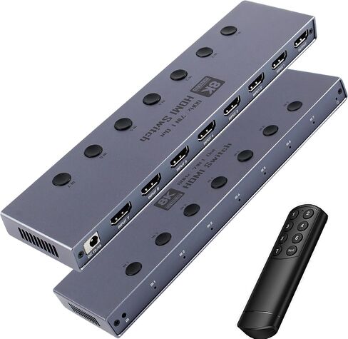 محول HDMI: محول HDMI 2.1 بدقة 8K@60 هرتز، مخرج 7 في 1، 48 جيجابت في الثانية مع جهاز تحكم عن بعد يدعم HDR10+ Dolby Vision، CEC، | متوافق مع PS5، وXbox Series X، وApple TV، ومشغل Blu-Ray، وHDTV، والشاشة in Kuwait