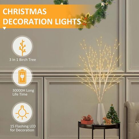 Bexdir Lighted Olive Branches with Timer, Lighted Branches 33IN 99 LED,Vase Artificial Light, Olive Night Light, Artificial Plant for Home Spring Christmas Party Wedding Decor-Battery Operated in Saudi Arabia