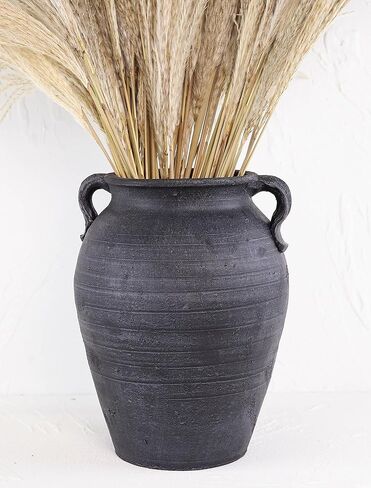 12 Inch Ceramic Vase for Home Decor, White Boho Faded Flower Vase, Off-White Leaf Texture Vase for Home Countertop, Shelf, Centerpiece and Table Deocration in Kuwait