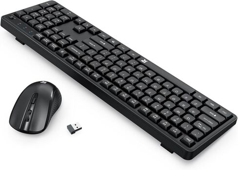 مجموعة لوحة مفاتيح وماوس لاسلكية من Redragon BS7634، 104 مفاتيح 2.4 جيجا هرتز لوحة مفاتيح غشائية لاسلكية منخفضة المستوى مع تصميم منخفض المستوى، قبضة مريحة مريحة، ماوس 4000 نقطة في البوصة كحد أقصى in Kuwait