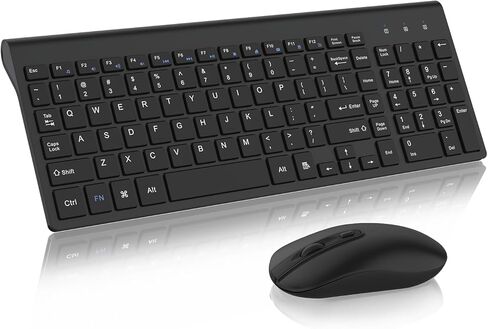 cimetech Wireless Keyboard and Mouse Combo, Compact Silent Ergonomic Scissor Switch Keyboard and Optical Mouse Set, 2.4G Lag-Free Cordless Keyboard Mice for Computer, Mac, Laptop, PC, Windows - Black in Kuwait