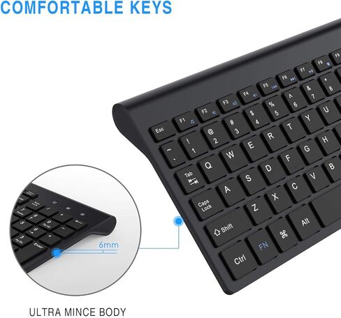 cimetech Wireless Keyboard and Mouse Combo, Compact Silent Ergonomic Scissor Switch Keyboard and Optical Mouse Set, 2.4G Lag-Free Cordless Keyboard Mice for Computer, Mac, Laptop, PC, Windows - Black in Kuwait