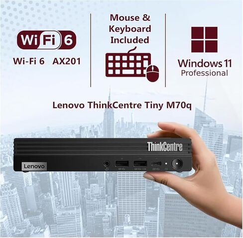 كمبيوتر مكتبي Lenovo ThinkCentre M70q Gen 5 Tiny Business، Intel 10-Core i5-14400T (> i7-13700T)، UHD Graphics 730، MFF، كمبيوتر صغير، Wi-Fi، كمبيوتر IST مخصص 16 جيجابايت/32 جيجابايت DDR5 RAM، 512 جيجابايت/1 تيرابايت SSD، Win 11 Pro in Kuwait
