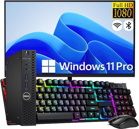 كمبيوتر مكتبي صغير طراز Optiplex 3050 من Dell، شاشة عالية الدقة مقاس 27 بوصة، معالج Intel Core i5-7500T، ذاكرة الوصول العشوائي DDR4 سعة 8 جيجابايت، محرك أقراص SSD سعة 256 جيجابايت، لوحة مفاتيح وماوس، نظام التشغيل Windows 11 Pro (متجدد) in Kuwait