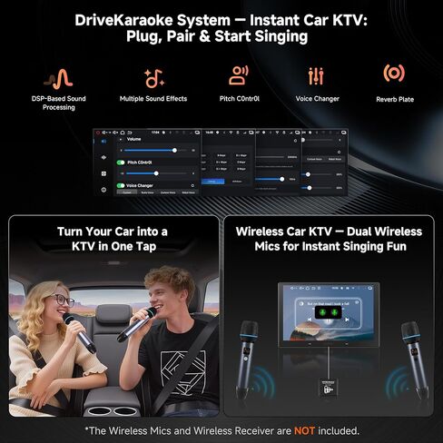 V10 10" QLED Android Double DIN Car Stereo with Car Karaoke, Pro DSP 4V Pre-Out, HDMI Out, aptX HD Bluetoth, 4G LTE, Wireless CarPlay & Android Auto, with 1080P Front Dash Cam & Backup Cam in Kuwait