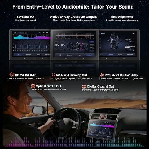 V10 10" QLED Android Double DIN Car Stereo with Car Karaoke, Pro DSP 4V Pre-Out, HDMI Out, aptX HD Bluetoth, 4G LTE, Wireless CarPlay & Android Auto, with 1080P Front Dash Cam & Backup Cam in Kuwait