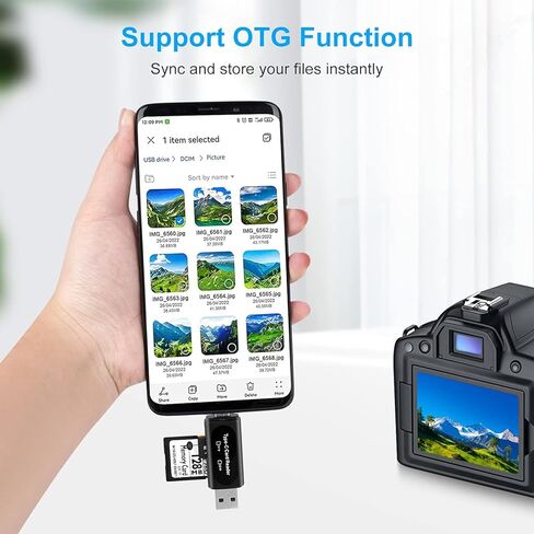 قارئ بطاقات Micro SD 4 في 1 نوع C USB A محول مزدوج الفتحة لـ SD SDHC SDXC MicroSD للكمبيوتر المحمول والهاتف الذكي والكاميرا اللوحية، أسود in Kuwait