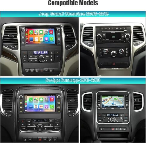 8Core Car Stereo for Jeep Grand Cherokee 2008-2013 & Dodge Durango 2011-2013, 4GB+64GB 7" Touch Screen Car Radio with Wireless Carplay Android Auto GPS Navigation FM Camera Bluetooth RDS Mirror Link in Kuwait