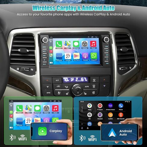 8Core Car Stereo for Jeep Grand Cherokee 2008-2013 & Dodge Durango 2011-2013, 4GB+64GB 7" Touch Screen Car Radio with Wireless Carplay Android Auto GPS Navigation FM Camera Bluetooth RDS Mirror Link in Kuwait