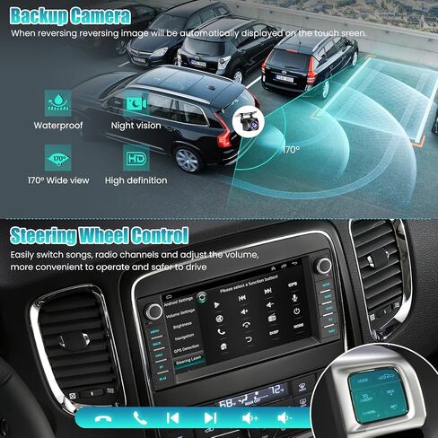 8Core Car Stereo for Jeep Grand Cherokee 2008-2013 & Dodge Durango 2011-2013, 4GB+64GB 7" Touch Screen Car Radio with Wireless Carplay Android Auto GPS Navigation FM Camera Bluetooth RDS Mirror Link in Kuwait