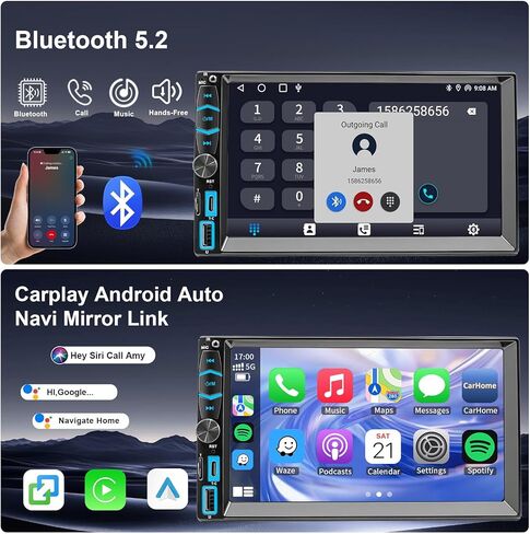 راديو السيارة ستيريو لاسلكي Carplay Android Auto Navi مع جهاز تحكم عن بعد SWC لسيارة Toyota Tacoma Sienna1995-2004/4Runner Camry Rav4 1990-2001/Tundra Sequoia 2000 2001 2002/Land Cruiser 1991-2000 in Kuwait