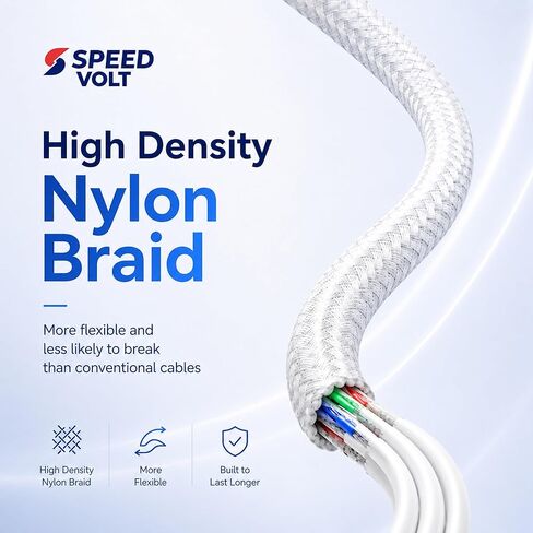 USB-C to USB-C Cable 60W Fast Charging, Braided Nylon PD Charger Cord for iPhone 15/16, Samsung Galaxy, iPad, White, 3.3FT in Kuwait