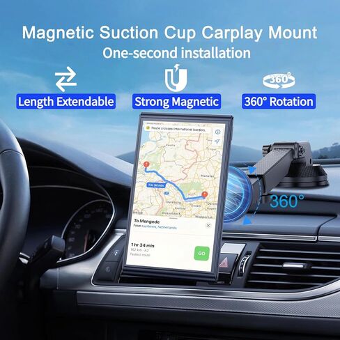 Portable CarPlay Screen for Car Wireless Car Play & Android Auto Touch Screen,7" HD,Landscape&Portrait,1080P Backup Camera GPS Navigation Music Voice Control Bluetooth AUX FM for All Vehicles in Kuwait