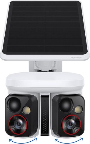Baseus X1 Pro Dual-Tracking Solar Security Camera Outdoor Wireless, Supports up to 512GB, Dual 3K AI Cameras, 300° Pan, Color Night Vision, 8× Zoom, IP65, No Subscription with 32GB Card in Kuwait