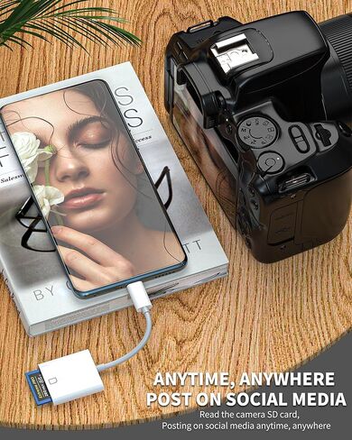 iPhone 15 Pro Max Plus USB C قارئ بطاقة SD لجهاز iPad 10、Air4/5、Mini6、Pro 12.9 محول ذاكرة الكاميرا محرك فلاش مدمج من النوع C كابل دونجل منفذ Thunderbolt متوافق مع Samsung MacBook in Kuwait