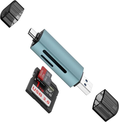 قارئ بطاقة SD USB-C وUSB 3.0، قارئ بطاقة ذاكرة بفتحة مزدوجة عالي السرعة لـ SD/Micro SD/SDXC/SDHC/MMC، متوافق مع الكمبيوتر المحمول، الكمبيوتر الشخصي، iPad، Samsung Galaxy S26 Ultra/S25 FE/ S24/S23، Pixel 9a 10 9 Pro XL 8 7 in Kuwait
