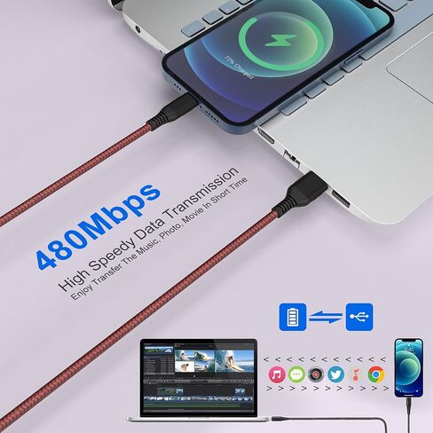 سلك شاحن iPhone طويل للغاية 26FT/8M، [معتمد من Apple MFi] كابل لايتنينج مجدول من النايلون 2.4 أمبير، سلك شاحن iPhone طويل سريع الشحن لهاتف iPhone 14 13 12 11 Pro Max/XS/XR/iPad in Kuwait