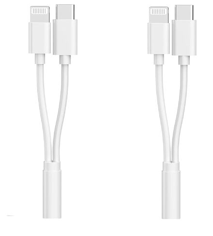 [Apple MFi Certified] Multi Lightning to 3.5 mm Headphone Jack Adapter,2 Pack iPhone Headphones Aux Audio Dongle + USB C TypeC to 3.5 Female Adapter for iPhone 17 16 15 14 13 Pro Max 12 11 XS XR 8 in Kuwait