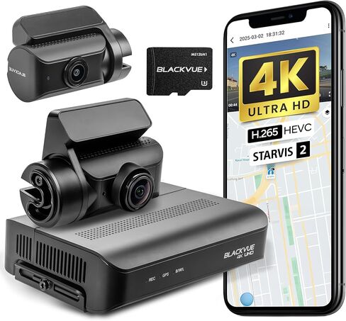 BlackVue DR970X Box-2CH Plus 64GB Dash Cam - وحدة صندوق آمن + كاميرتين صغيرتين (4K-Full HD)، مستشعر STARVIS 2، وضع ركن السيارة، سعة تصل إلى 512 جيجابايت، واي فاي، نظام تحديد المواقع العالمي (GPS)، ميزات سحابية Dashcam in Kuwait
