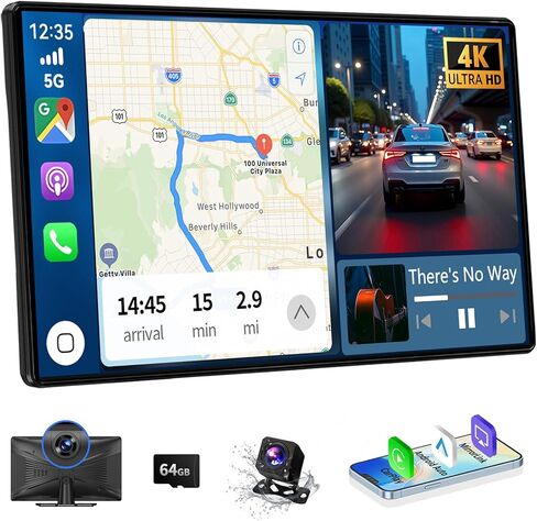 Wireless Carplay 11.3" A pple Carplay Screen for Car with 4K Dash Cam 1080P Backup Camera, Car Stereo for Carplay & Android Auto GPS Navigation/Bluetooth/Mirror Link/Voice Control/AUX/FM/Siri in Kuwait