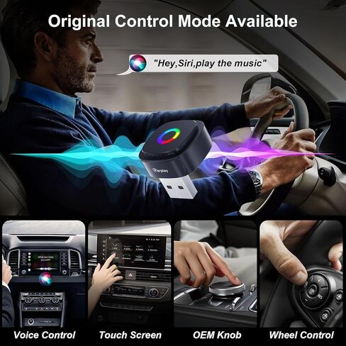 Ultra Mini Wireless CarPlay Adapter with A9 Chip, 5.8GHz Low Latency WiFi, 3-5s Fast Auto Connect, Universal Wireless Apple CarPlay & Android Auto for Factory Wired Cars in Kuwait