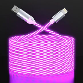 Purple Light Up Cool Flowing LED Breathing USB A to Lightning Car Glowing Charge Cable for iPhone,RGB Glowing Cord for Apple iPhone 14/13/12/11 Pro Max/XR/XS/SE,iPad-6FT (MFi Certified) in Kuwait