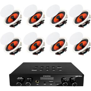 STUDIOFINIX 6.5 Inch Bluetooth 5.4 Ceiling Speakers with 4-Zone 8-Channel Amplifier,Independent Zone Volume Control for Home Theater, Studio,Multi-Room Audio System（8 Speakers） in Kuwait
