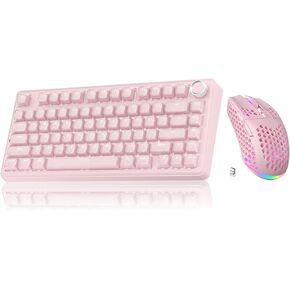 SOLAKAKA A75 and SM600, Wireless Keyboard and Mouse Combo for PC (A75 Crystal-Pink & SM600 Pink) in Kuwait