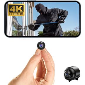 كاميرا واي فاي صغيرة جدًا، أصغر حجم للجيب، مراقبة فيديو حية بدقة HD4K، لا حاجة لكاميرا واي فاي، كاميرا مربية، تنبيهات ذكية لمراقبة الأطفال في المنزل ومراقبة الحيوانات الأليفة مع رؤية ليلية، كشف الحركة، تسجيل حلقة in Kuwait