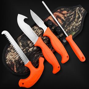 VALHALLA Hunting Knife Set, 4 Pieces Hunting Knives with Skinning Knife, Caping Knife, Bone Saw, Knife Sharpener, includes Nylon Sheath, Hunting Gear in Saudi Arabia