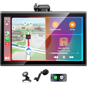 Topexplore 7 بوصة Apple CarPlay وشاشة Android Auto مع حامل مغناطيسي، مفتاح عمودي/أفقي، ستيريو سيارة محمول مع بلوتوث، وصلة مرآة، GPS، تحديث OTA in Kuwait