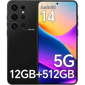 D24 ultar Unlocked Phones,5G Android 14 Smartphones,12GB+512GB Unlocked Android Phones, Snapdragon888, 5000mAh, 48+108MP Camera, 6.8“ HD Screen, Dual SIM+Memory Expansion,Black in Kuwait
