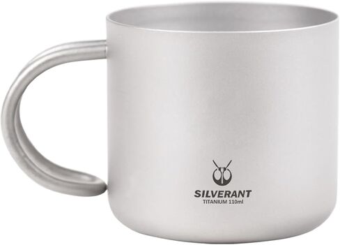 كوب SILVERANT للتخييم من التيتانيوم بجدار مزدوج للشاي والقهوة مع فلتر داخلي للكوب مع مقبض قابل للطي in Kuwait