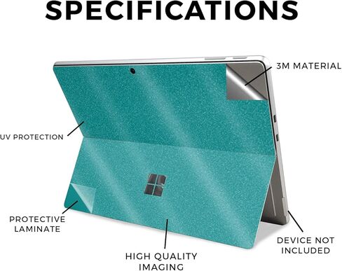 Glossy Glitter Tablet Skin Compatible with Microsoft Surface Pro 11 (2024-2025) - Solid Teal - Premium 3M Vinyl Protective Wrap Decal Cover - Easy to Apply | Crafted in The USA by MightySkins in Kuwait