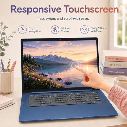 كمبيوتر محمول Lenovo IdeaPad Slim 3 Chromebook، كمبيوتر محمول بشاشة لمس 14 بوصة FHD IPS، MediaTek Kompanio 520، ذاكرة الوصول العشوائي 4 جيجابايت، 64 جيجابايت eMMC + 128 جيجابايت SD، عمر البطارية 13.5 ساعة، كمبيوتر محمول للأعمال لدراسة العمل، Abyss Blue in Kuwait