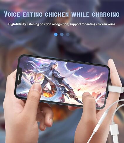Lightning to 3.5mm Splitter (2in1) for iPhone AUX محول سماعة الرأس جاك شاحن دونجل سلك MFI معتمد لجهاز iPad 11 12 13 14 Pro 8 Plus Audio Earbud Power Converter Cable Charging Connector in Kuwait