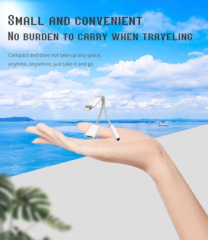 Lightning to 3.5mm Splitter (2in1) for iPhone AUX محول سماعة الرأس جاك شاحن دونجل سلك MFI معتمد لجهاز iPad 11 12 13 14 Pro 8 Plus Audio Earbud Power Converter Cable Charging Connector in Kuwait