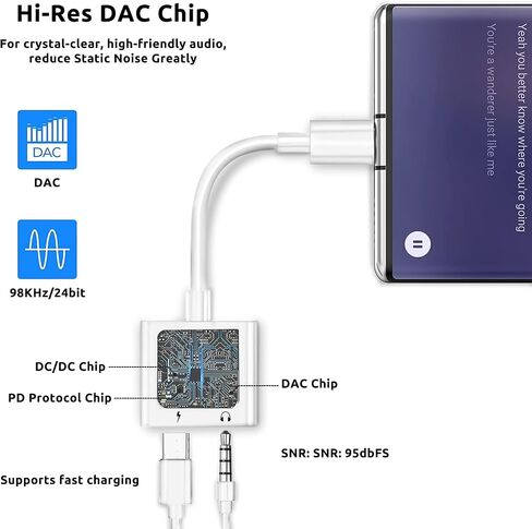 محول USB-C إلى 1/8 بوصة Aux متوافق مع Amazon Fire HD 8 (2020) يمكن أن يتكيف مع منفذ سماعة الرأس العادي مقاس 3.5 مم مع إمكانية الشحن السريع في وقت واحد! in Kuwait
