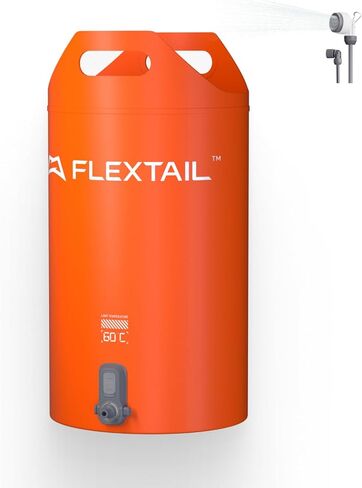دلو دش للتخييم من FLEXTAILGEAR مع مضخة كهربائية مدمجة، دش تخييم محمول، حقيبة دش خارجية قابلة لإعادة الشحن بسعة 5 جالون، مدخل مياه كبير in Kuwait