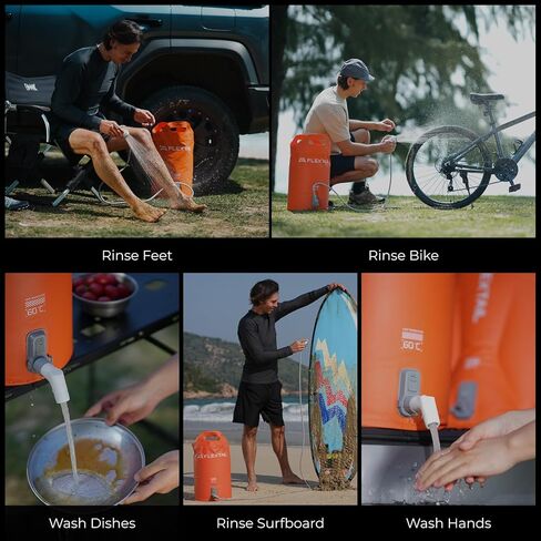 دلو دش للتخييم من FLEXTAILGEAR مع مضخة كهربائية مدمجة، دش تخييم محمول، حقيبة دش خارجية قابلة لإعادة الشحن بسعة 5 جالون، مدخل مياه كبير in Kuwait