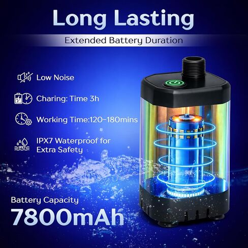 دش محمول في الهواء الطلق مع سخان مياه غمر - دش تخييم محمول منخفض الضوضاء مع شاشة LED، 3 مستويات مياه قابلة للتعديل - مجموعة دش محمولة ساخنة للسفر والحيوانات الأليفة والمشي لمسافات طويلة والتخييم in Kuwait