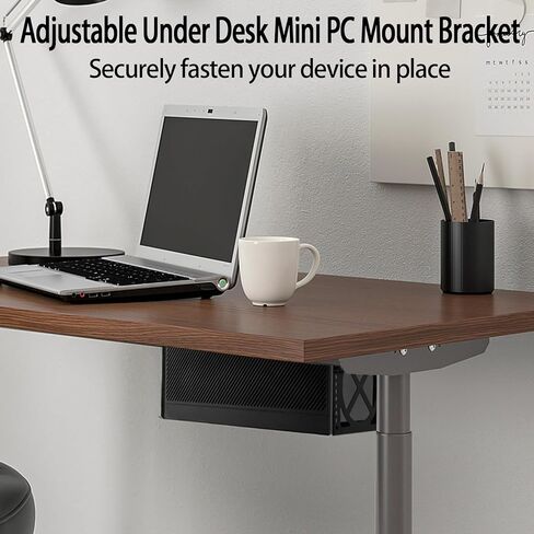 Adjustable Under Desk Mini PC Mount Bracket Holder for PCS or NAS,Heavy-Duty Adjustable Under Desk Mount for Desktop NAS 1/2/4(Network Attached Storage),CPU,Mini PC,UPS,SFF Desktop Tower,Xbox Series X in Kuwait