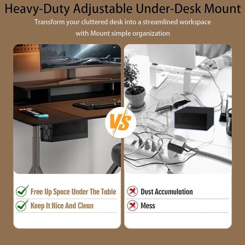 Adjustable Under Desk Mini PC Mount Bracket Holder for PCS or NAS,Heavy-Duty Adjustable Under Desk Mount for Desktop NAS 1/2/4(Network Attached Storage),CPU,Mini PC,UPS,SFF Desktop Tower,Xbox Series X in Kuwait