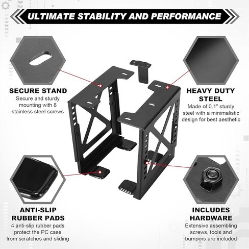 Adjustable Under Desk PC or NAS Mount Bracket Holder up to 22 Lbs Compatible with Desktop NAS CPU UPS Small Form Factor Tower in Kuwait