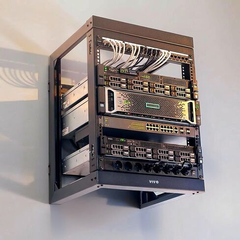 VIVO 12U Wall Mounted Open Frame Server Rack Cabinet for 19 inch IT Network Equipment and AV Devices, 180 Degree Swing Gate, 18.5 in Deep, Black, MOUNT-SC12U in Kuwait