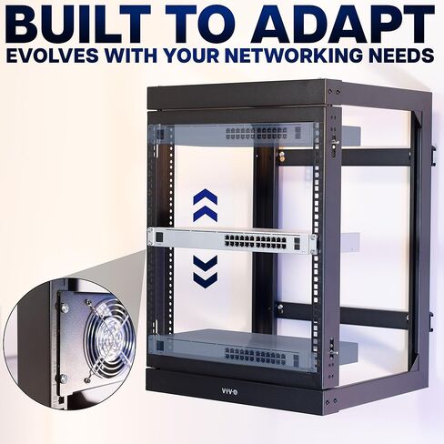 VIVO 12U Wall Mounted Open Frame Server Rack Cabinet for 19 inch IT Network Equipment and AV Devices, 180 Degree Swing Gate, 18.5 in Deep, Black, MOUNT-SC12U in Kuwait