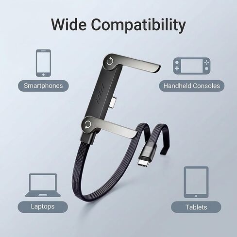 كابل شاحن بحامل غير مرئي 2 في 1 | شحن فائق السرعة بقدرة 240 وات، من USB-C إلى USB-C مع حامل قابل للطي، متوافق مع iPhone وSamsung، مثالي للألعاب والسفر في المكتب والسيارة in Kuwait